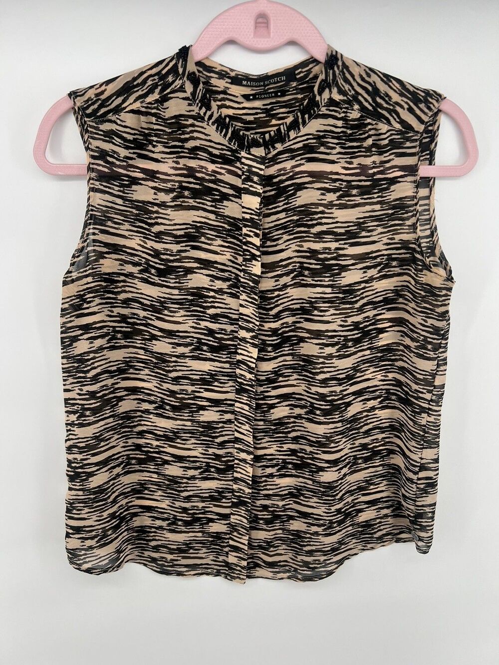 Maison Scotch Pioneer Sleeveless Blouse Zebra Print Size P box#D